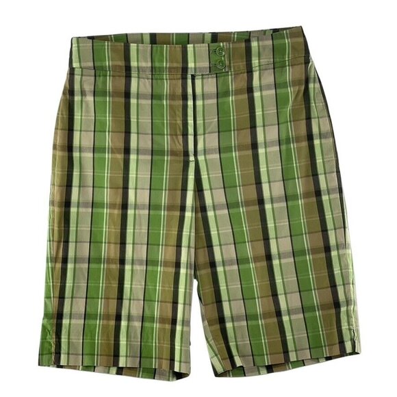 Jones New York Signature Womens Green Plaid Bermuda Shorts Size 10 - Picture 6 of 7
